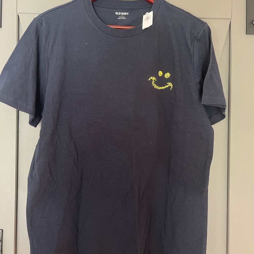 Old Navy Navy T-Shirt with tennis graphic Smiley Face